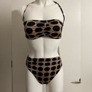 🖤 Stella McCartney 🖤 Black and Taupe Tan Polka Dot Bikini Small Swimsuit Swim